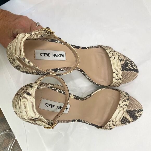 Steve Madden Starlet Open Toe Ankle Strap D-orsay Pump Women’s 10 Snakeskin Prin - Picture 6 of 12